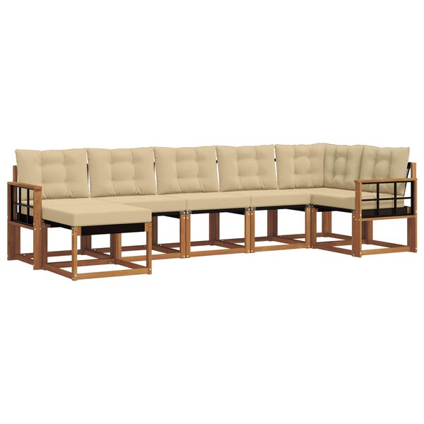 vidaXL Ensemble de canapés d'extérieur 7 pc Naturel et Beige