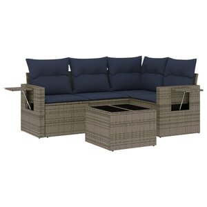 vidaXL Salon de jardin 5 Pièces avec coussins gris résine tressée