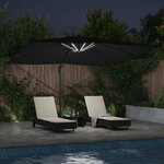 vidaXL Parasol Roma à Bras Déporté Noir et Noir 352 x 251 x 265 cm