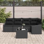 vidaXL Ensemble de canapé de jardin avec coussin 6 Pièces Noir polyrotin