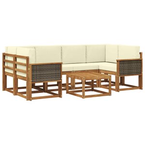 vidaXL Ensemble de canapés d'extérieur 5 pc Naturel et Crème