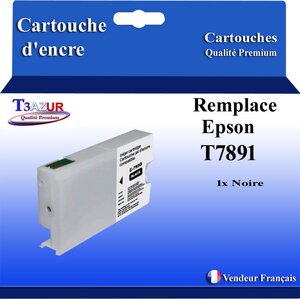 T3AZUR- Cartouche Compatible pour Epson T7891 / T7901 / T7911 Noire
