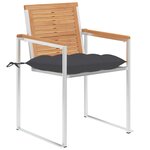 vidaXL Chaises de jardin lot de 6 avec coussins Bois de teck massif