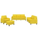 vidaXL Ensemble de canapés 4 Pièces avec coussins Jaune clair Tissu