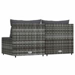 vidaXL Canapés centraux de jardin et coussins 2Pièces Gris Résine tressée