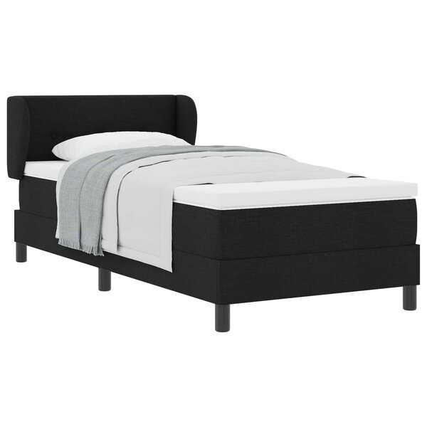 vidaXL Lit à ressorts avec matelas Noir 90 x 190 cm tissu