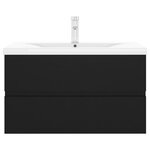 vidaXL Armoire d'évier avec lavabo intégré noir bois d'ingénierie