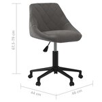 vidaXL Chaise pivotante de bureau Gris foncé Velours