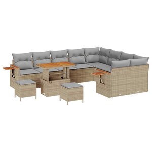 vidaXL Ensemble de canapé de jardin 12 Pièces Beige polyrotin