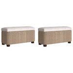 vidaXL Bancs de rangement lot de 2 avec coussin gris 69 cm quenouille