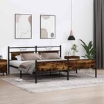 vidaXL Cadre de lit en métal sans matelas chêne fumé 193x201 cm