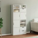 vidaXL Armoires latérales 4 Pièces ODDA blanc 40x24x79 cm bois massif pin