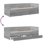 vidaXL Lit de jour et tiroirs sonoma gris 90x190 cm bois d'ingénierie