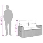 vidaXL Canapé de jardin avec coussins 2 places noir résine tressée
