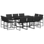 vidaXL Ensemble à manger de jardin avec coussins 11 Pièces noir textilène