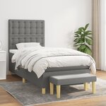vidaXL Sommier à lattes de lit et matelas Gris foncé 90x190 cm Tissu