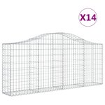 vidaXL Paniers à gabions arqués 14 Pièces 200x30x80/100 cm Fer galvanisé