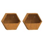 vidaXL Jardinières murales 2 Pièces Rouillé Acier corten 30x10x25 cm
