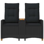 vidaXL Banc inclinable avec table Noir 126 x 65 x 112 cm polyrotin