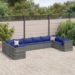 vidaXL Salon de jardin 10 Pièces avec coussins Gris Résine tressée
