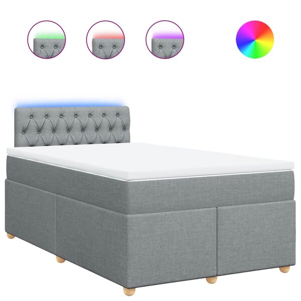 vidaXL Sommier à lattes de lit et matelas gris clair 120x190 cm tissu