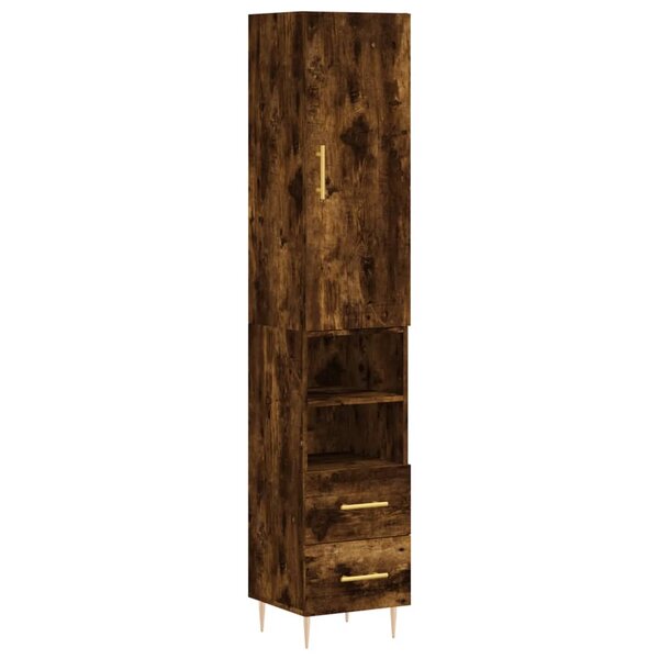 vidaXL Buffet haut Chêne fumé 34 5x34x180 cm Bois d'ingénierie