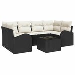 vidaXL Ensemble de canapé de jardin 7 Pièces Noir et Crème polyrotin