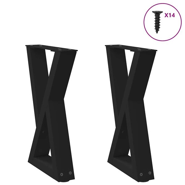 vidaXL Pieds de table basse 2 pièces Noir 28 x (42-43 3) cm Acier