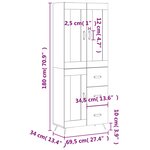 vidaXL Buffet haut Blanc 69 5x34x180 cm Bois d'ingénierie