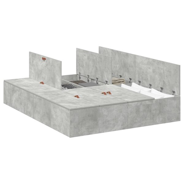 Cadre de lit de rangement vidaXL en béton gris 150x200 cm