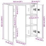 vidaXL Armoire Miroir de Salle de Bain Blanc 63 5 x 16 x 62 5 cm