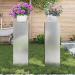 vidaXL Supports pour plantes 2 Pièces Argent 24 x 24 x 75 cm