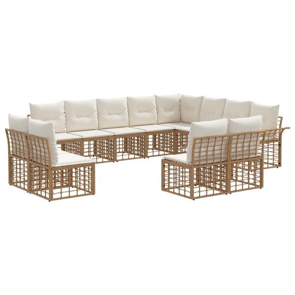 vidaXL Ensemble de canapés d'extérieur 12 Pièces Blanc Naturel et Crème