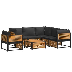 vidaXL Salon de jardin avec coussins 7 Pièces bois massif d'acacia