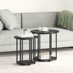 vidaXL Ensemble de tables d'appoint 2 Pièces Chêne noir 50 x 50 x 50.5 cm