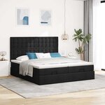 VidaXL Cadre de lit ottoman avec matelas noir 180x200cm tissu