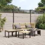 vidaXL Ensemble de banc de jardin avec coussins 4 Pièces noir