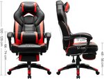 Fauteuil gamer ergonomique chaise gaming fauteuil de bureau avec repose pieds télescopique appui tête réglable support lombaire capacité de charge 150 kg rouge et noir 12_0000602