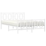 vidaXL Cadre de lit métal sans matelas et pied de lit blanc 140x200 cm