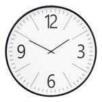 Horloge ronde murale en plastique noir et blanc Ø 51 cm