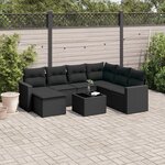 vidaXL Salon de jardin 8 Pièces avec coussins noir résine tressée