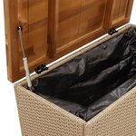 vidaXL Boîte de rangement de jardin beige résine tressée bois d'acacia