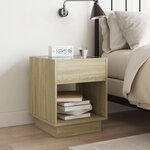 vidaXL Table de chevet avec LED infini chêne sonoma 40x40x50 cm