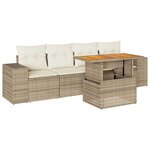 vidaXL Salon de jardin avec coussins 5 Pièces beige résine tressée