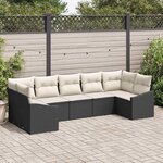 vidaXL Ensemble de salle à manger pour jardin 7 Pièces Noir  Crème