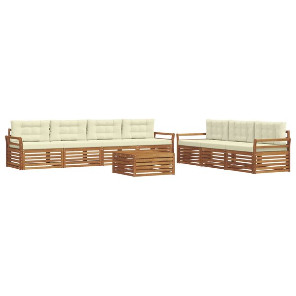 vidaXL Ensemble de canapés d'extérieur 8 pc Naturel et Crème