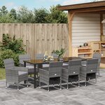 vidaXL Ensemble de salle à manger de jardin 9 pièces gris en poly rattan