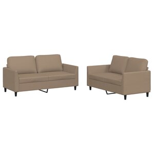 vidaXL Ensemble de canapés 2 Pièces avec coussins Cappuccino Similicuir