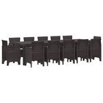 vidaXL Ensemble de salle à manger de jardin 13 pièces avec coussins marron poly osier