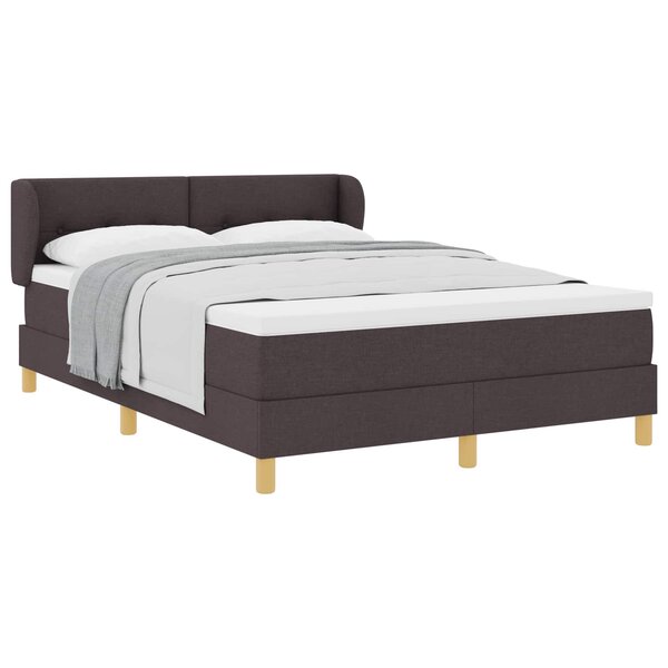 vidaXL Lit à ressorts avec matelas Marron foncé 140 x 200 cm tissu